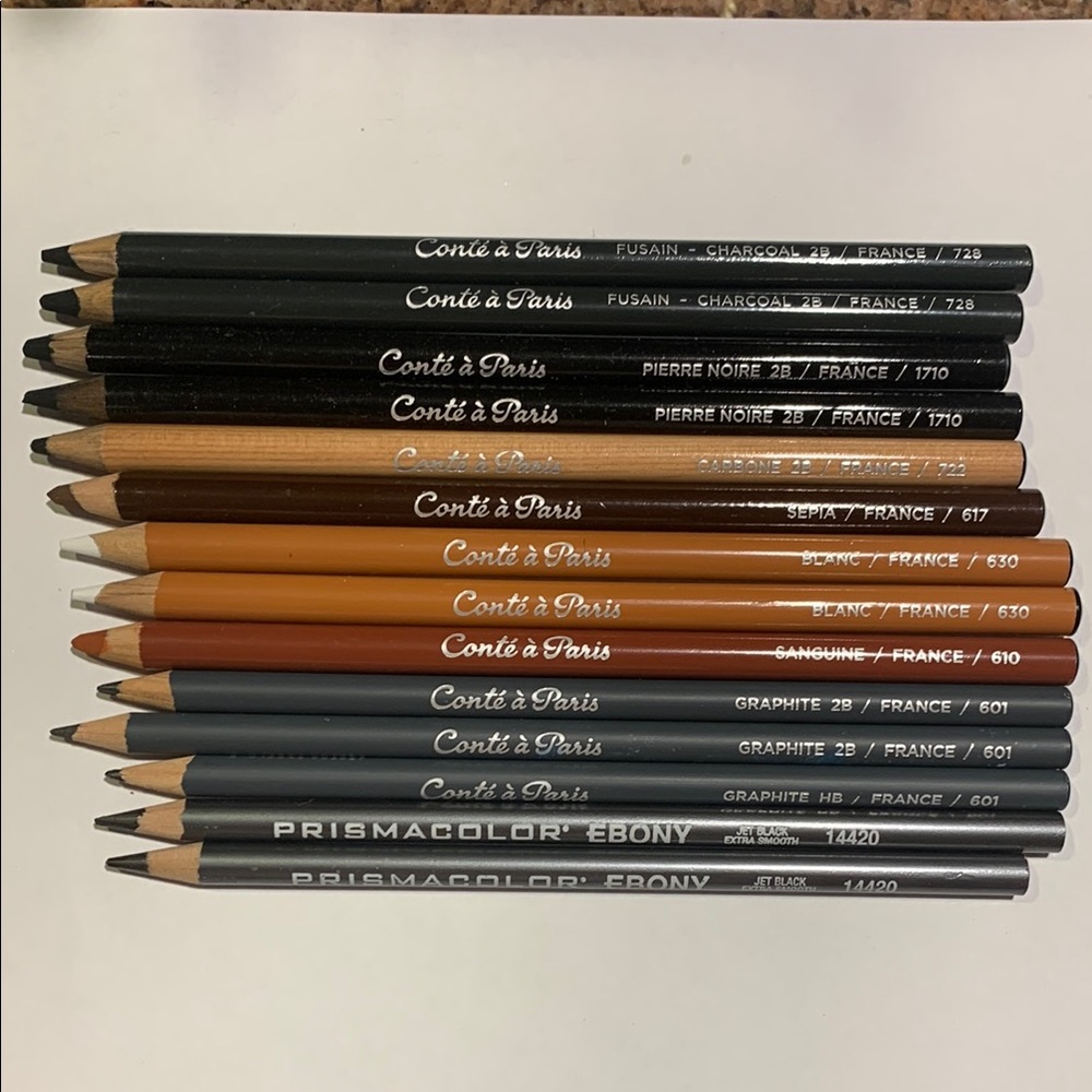 Sharpened but never used Contè a Paris & Prismacolor Artist Pencils